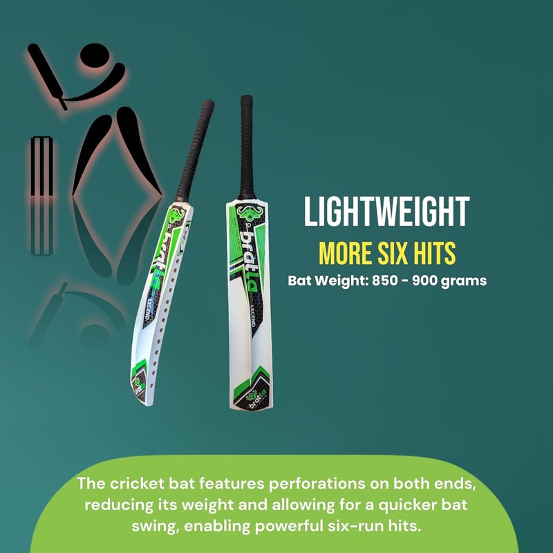 Bratla Legend Cricket Bat for Tape Ball Cricket, Ideal Cricket Bat for Tapped Tennis Ball & Softball Cricket - Full Size Men's Bat - Image 4